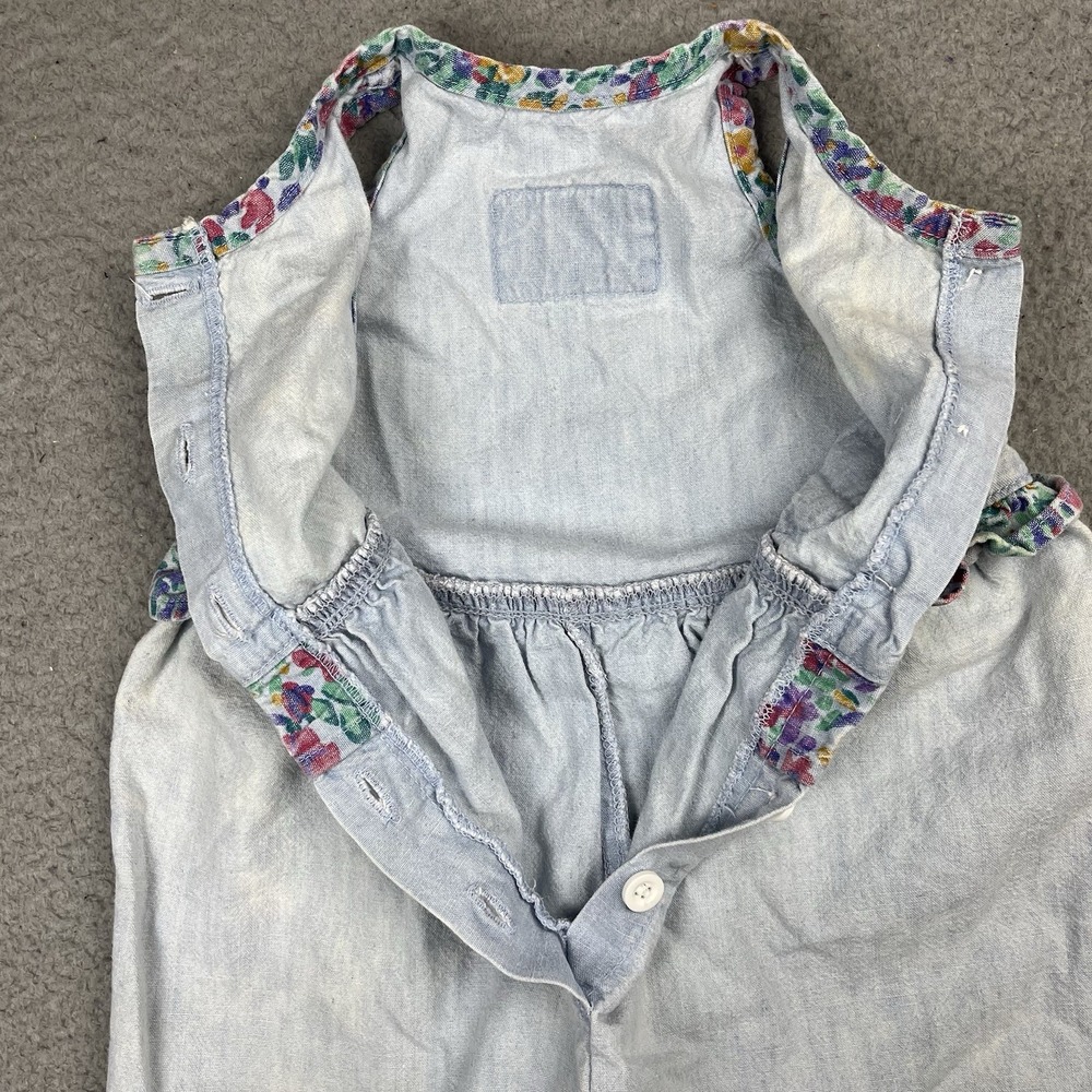 VTG 80's Levi's Denim Dress Girls Size 12M Logo Little Levi's Floral Pattern USA - Picture 13 of 15